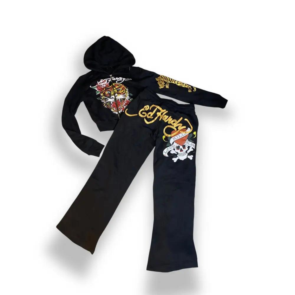 Ed hardy tracksuit black womens S - Fashion Aftermath