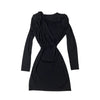 Shoulder Pad Black Dress Elastic Mini Long Sleeve Slimming Shape - Fashion Aftermath
