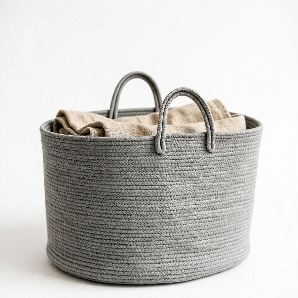 Laundry Basket Large Rope Jute Grey | Y2K Clothing | Thrift Store
