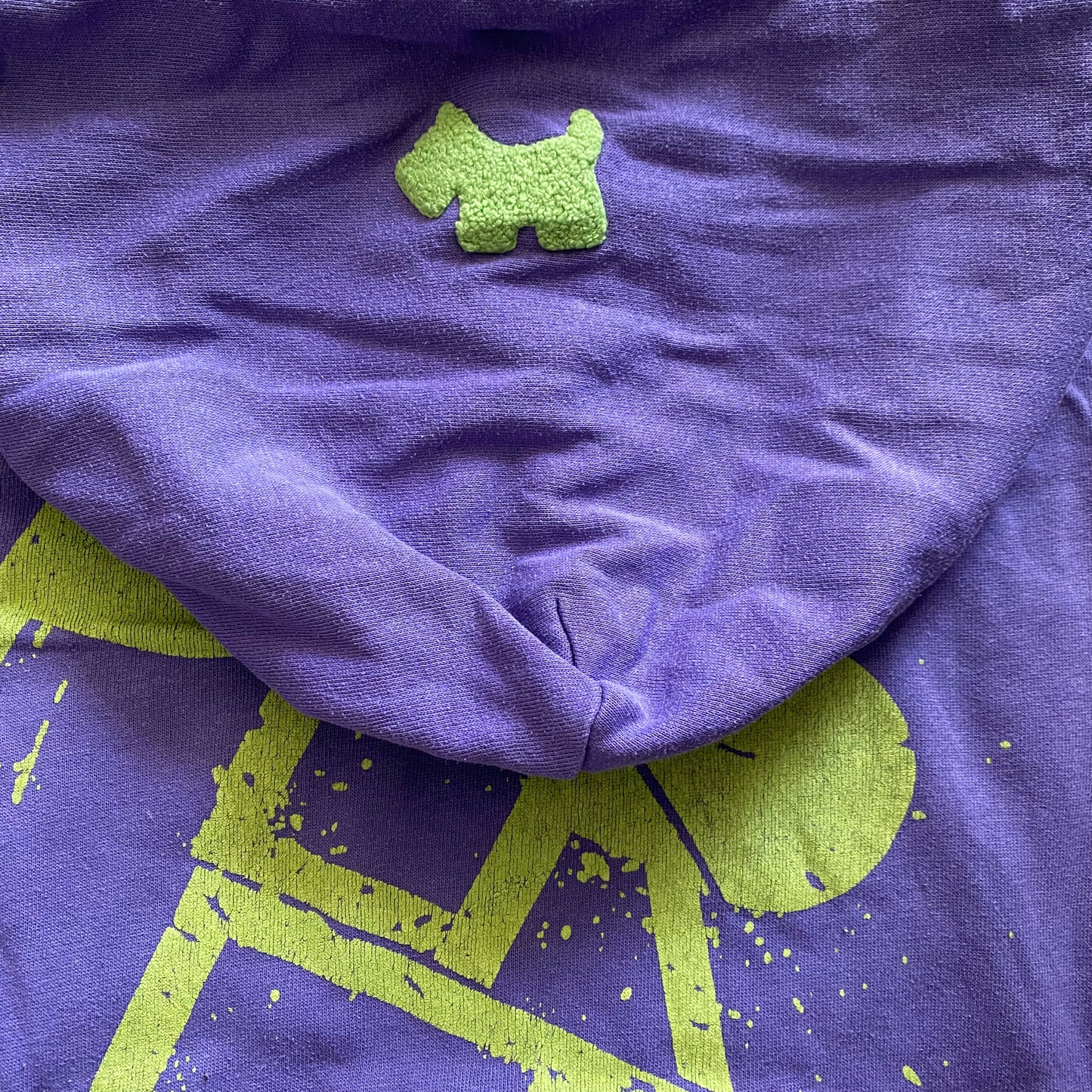 Joshua Perets: Hoodie Vintage Y2K Purple Dog Print Embroidery Cotton (XS)
