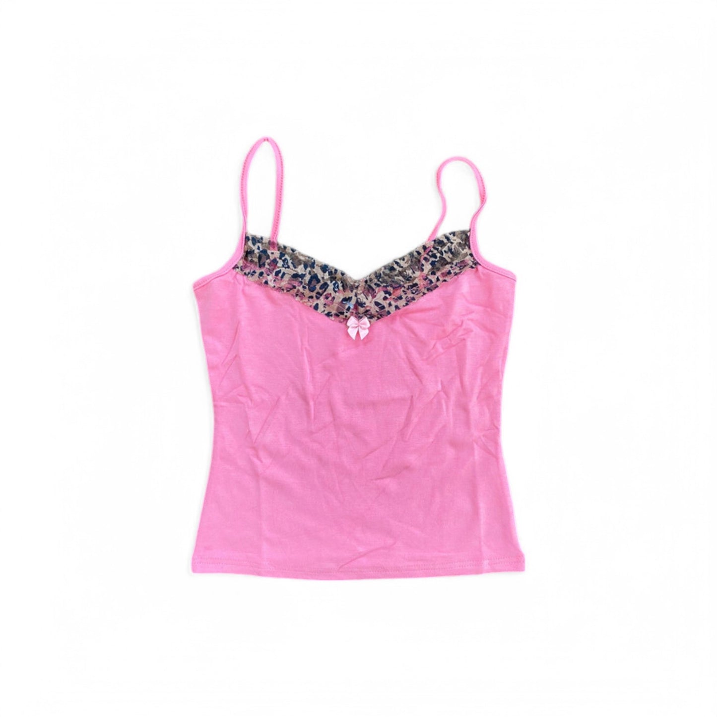Y2K Top Women's Thin Spaghetti Straps Crop Top Leo (S)