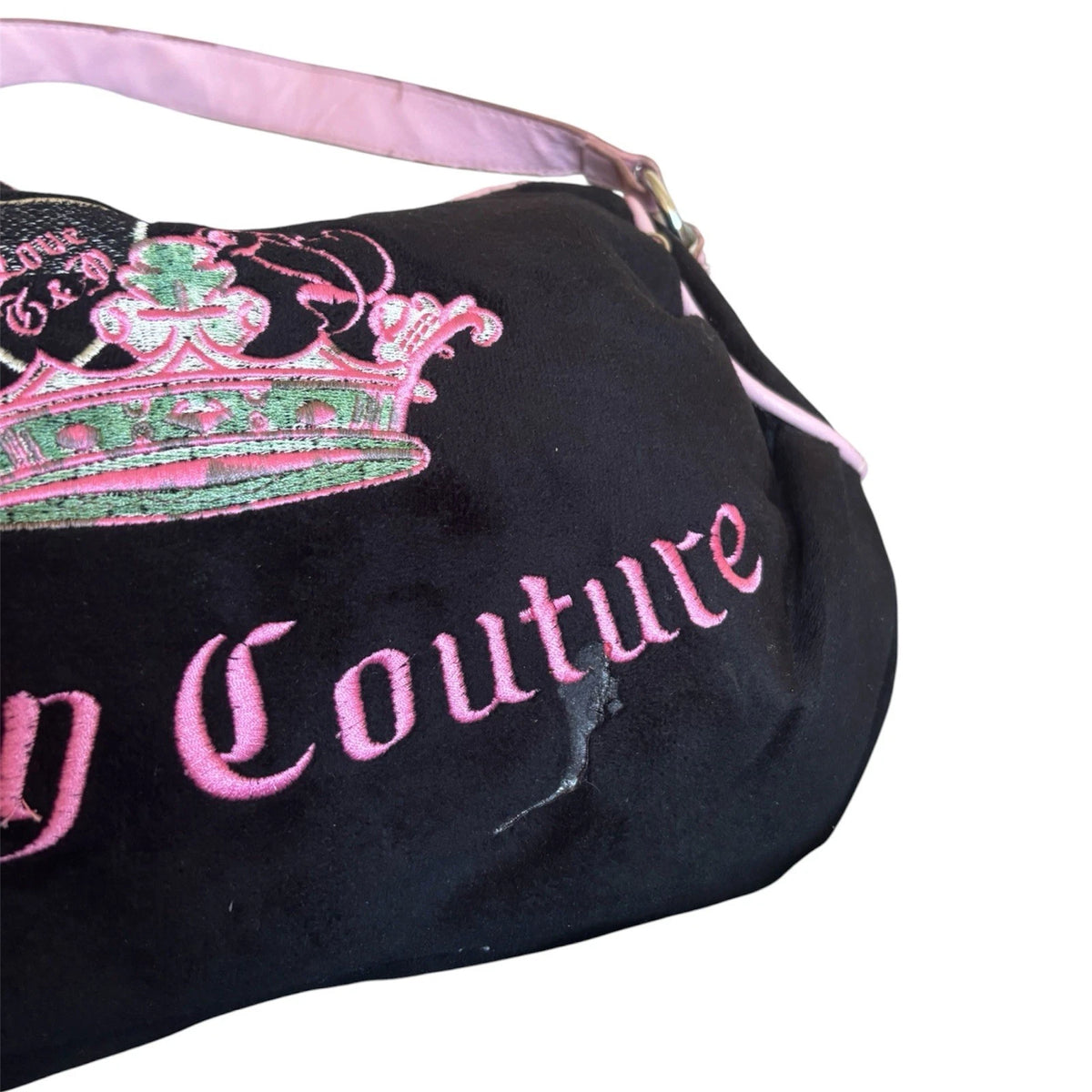 Juicy Couture Y2K hobo bag Black Pink Crown Logo
