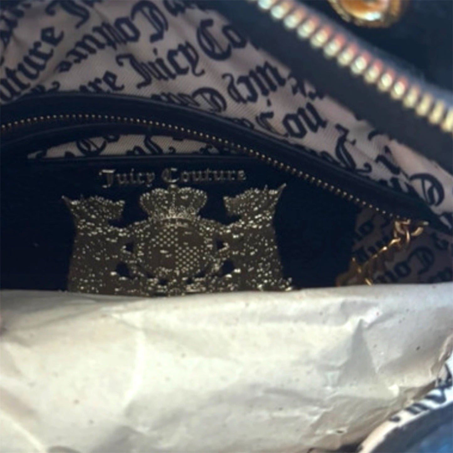 Juicy Couture handbag Black Y2K Style Women’s Shopper Bag gold hardware glamour