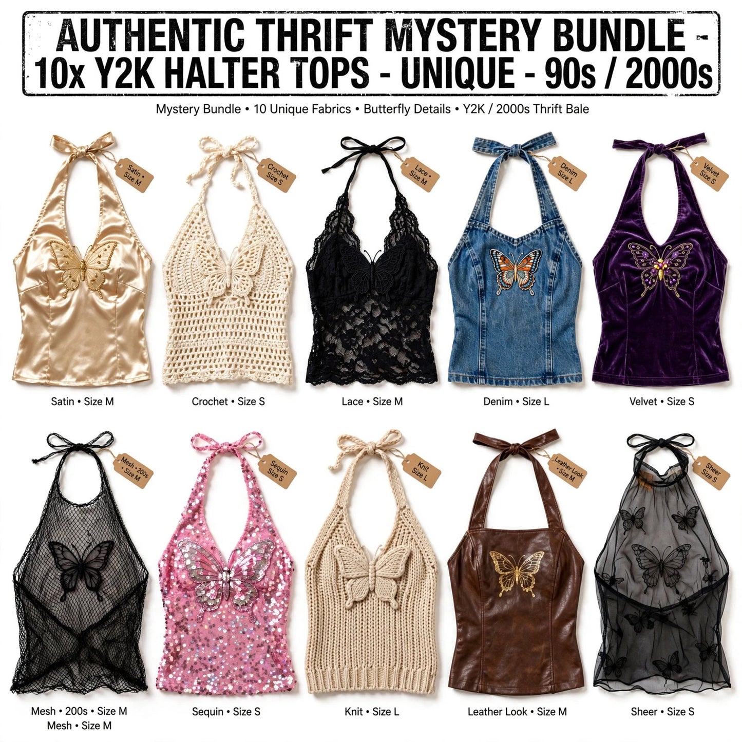 Vintage wholesale  Neckholder Halter Tops womens butterfly rhinestone