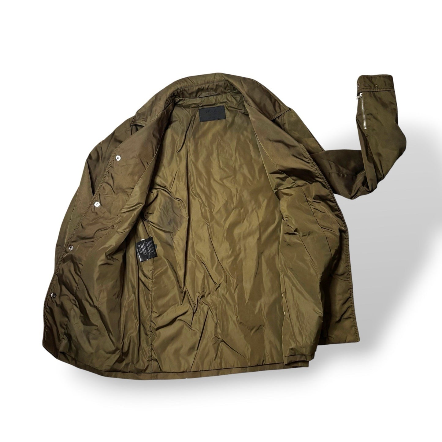 PRADA Womens Jacket Size 40 UK 10 Olive Rain Coat Spring Uniform Style Y2K