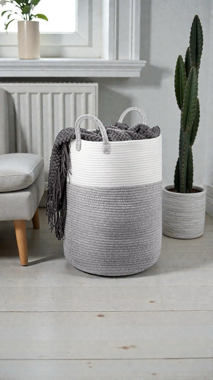 Laundry Basket Dirty Washing Clothes Storage Folding Cotton Organic Hamper Bag