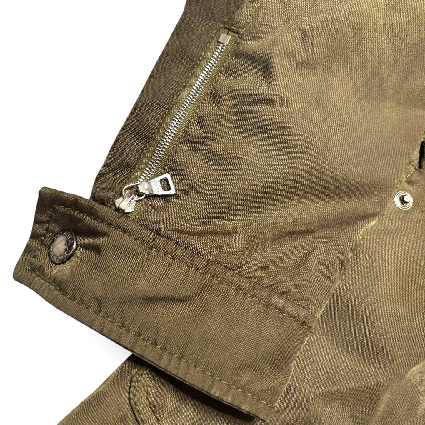 PRADA Womens Jacket Size 40 UK 10 Olive Rain Coat Spring Uniform Style Y2K