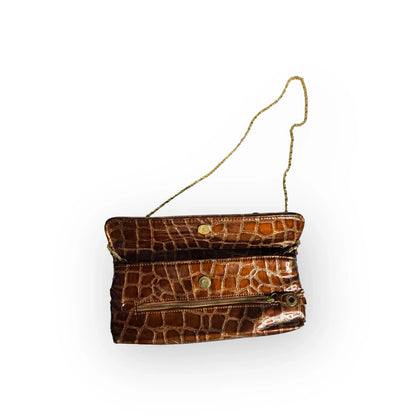 Vintage Shoulder Bag Brown Croco Finished ALDO Gold Chain Brown Clutch