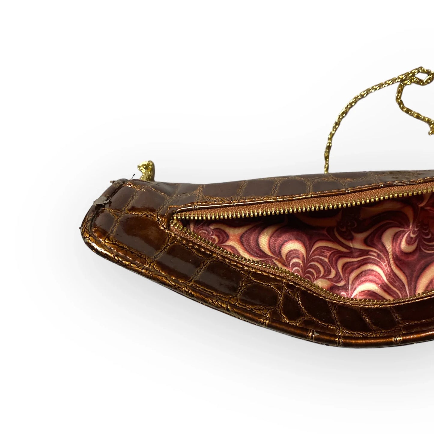Vintage Shoulder Bag Brown Croco Finished ALDO Gold Chain Brown Clutch