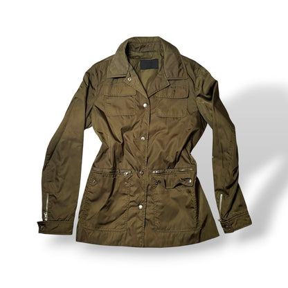 PRADA Womens Jacket Size 40 UK 10 Olive Rain Coat Spring Uniform Style Y2K