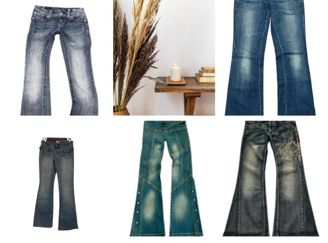 y2k jeans bundle vintage clothing wholesale women's UK flared jeans rhinestone