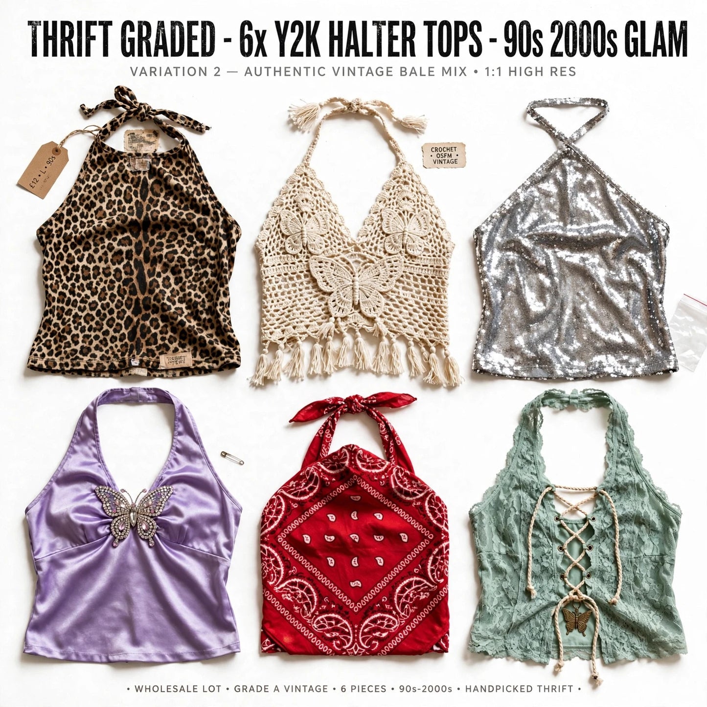 Vintage wholesale  Neckholder Halter Tops womens butterfly rhinestone