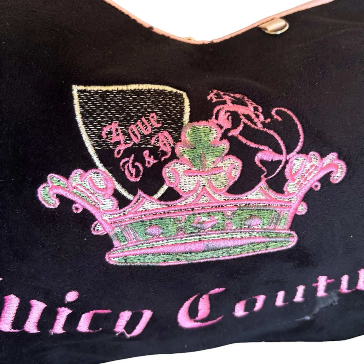 Juicy Couture Y2K hobo bag Black Pink Crown Logo