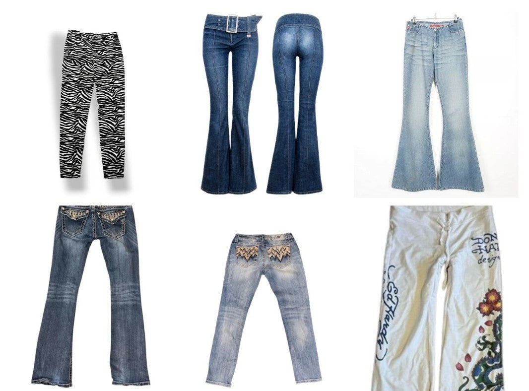 y2k jeans bundle vintage clothing wholesale women's UK flared jeans rhinestone