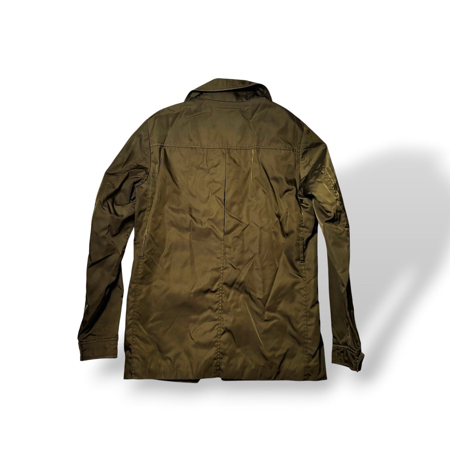 PRADA Womens Jacket Size 40 UK 10 Olive Rain Coat Spring Uniform Style Y2K