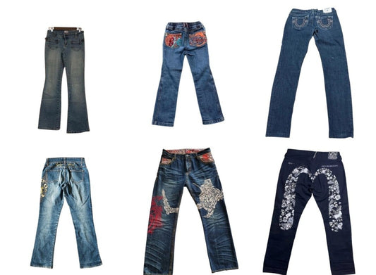 y2k jeans bundle vintage clothing wholesale women's UK flared jeans rhinestone