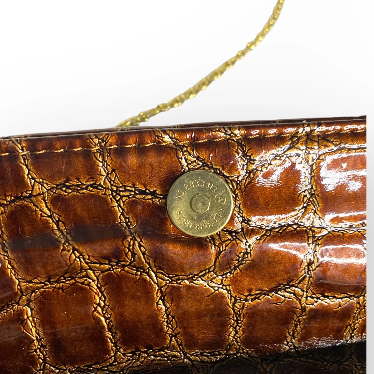 Vintage Shoulder Bag Brown Croco Finished ALDO Gold Chain Brown Clutch