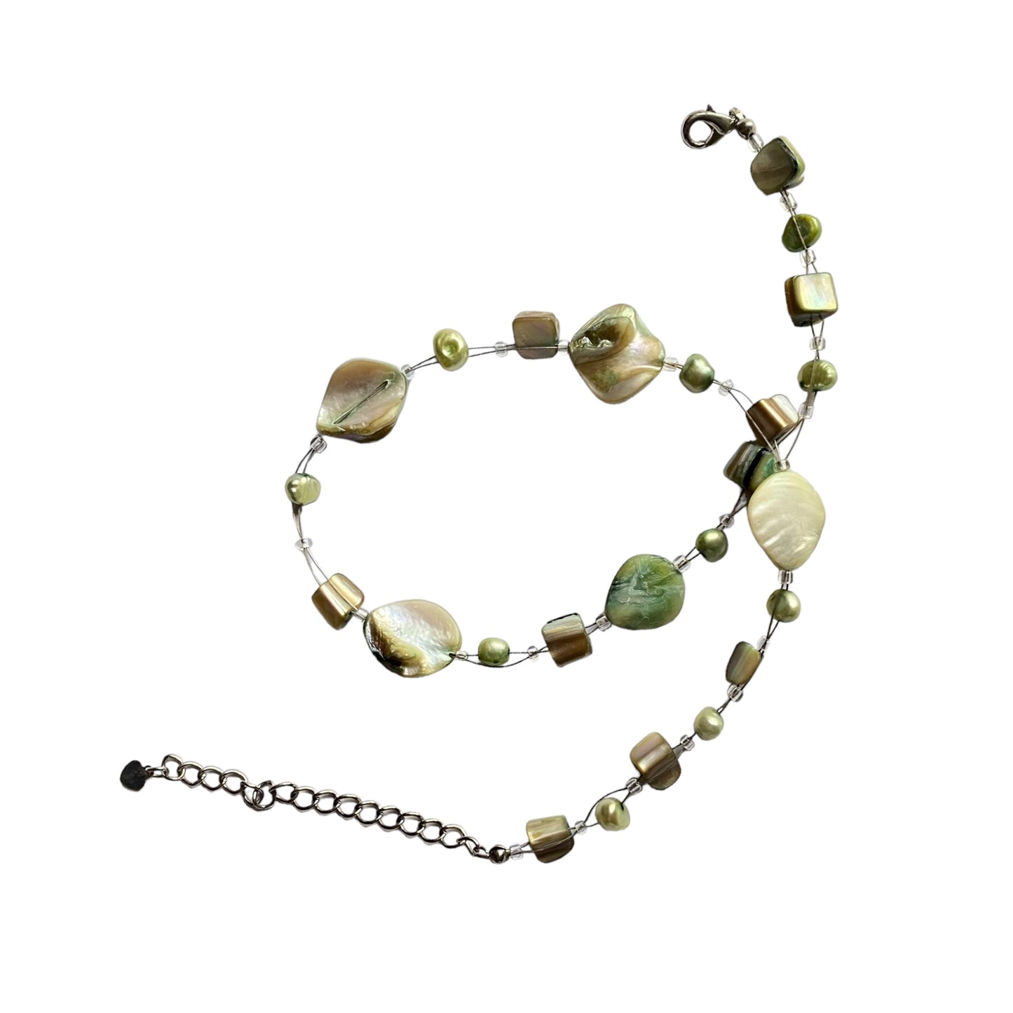 vintage jewelry mother of pearl stones light green beads shells