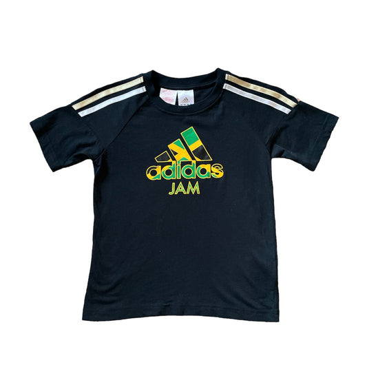 Crop Top T-Shirt Black Petite Adidas Jamaican Flag Print (XS) - Fashion Aftermath